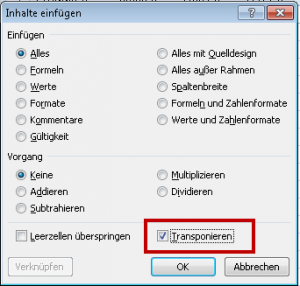 Zum Vergrößern bitte auf das Bild klicken Transponieren