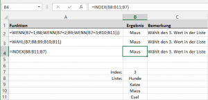 Zum Vergrößern bitte auf das Bild klicken Mit INDEX geht es noch kürzer