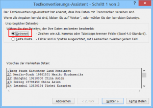 Zum Vergrößern bitte auf das Bild klicken Schritt 1: Datentyp